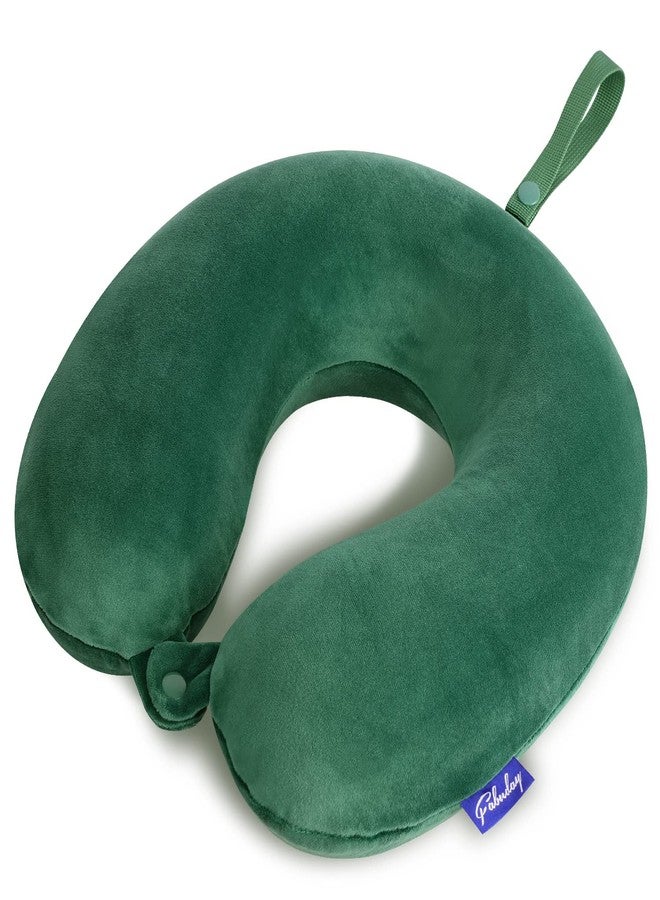 Fabuday Neck Pillow for Travel Memory Foam - Travel Pillows for Sleeping Airplane with Attachable Snap Strap Soft Washable Cover, Flight Pillow for Traveling, Car, Provide Head Neck Support Dark Green - Image 1
